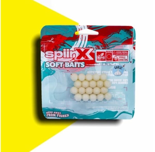 SpiinX 10mm Silikon Balık Yumurtası Sarımsak Aromalı UV White GPW 20 Adet
