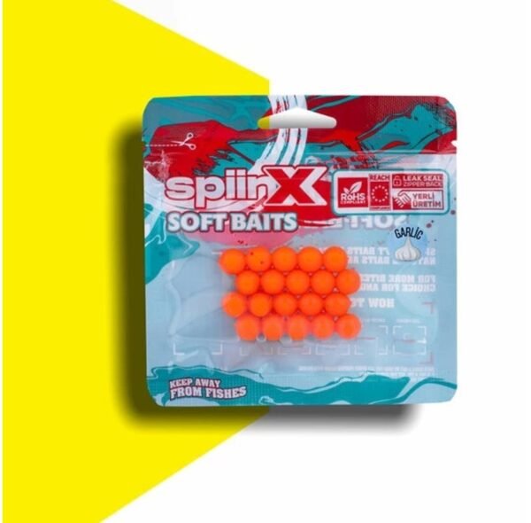 SpiinX 10mm Silikon Balık Yumurtası Sarımsak Aromalı UV Orange 20 Adet